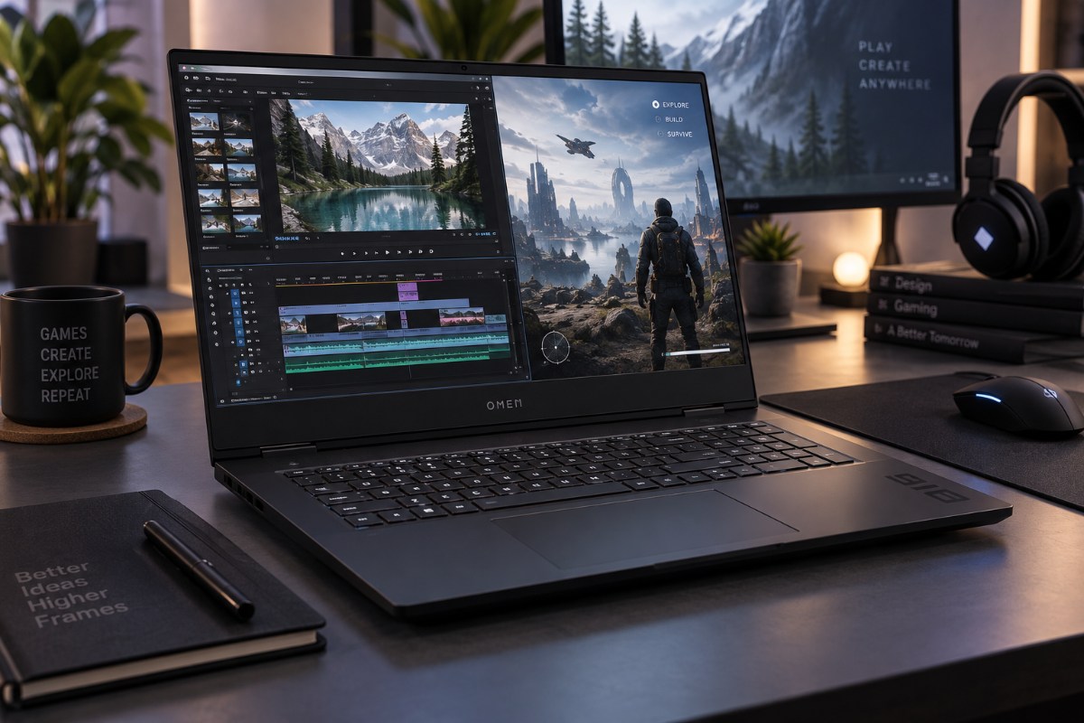 HP Omen 16 Slim gaming laptop with Intel Core Ultra 9 processor and Nvidia GeForce RTX 5060 graphics.