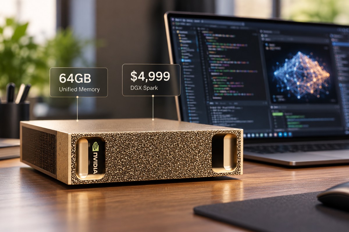 NVIDIA DGX Spark compact desktop AI computer representing the new 64GB configuration.